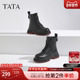 TATA他她英伦厚底马丁靴女靴子加绒轻便黑色短靴2024冬季 WJZ04DD4