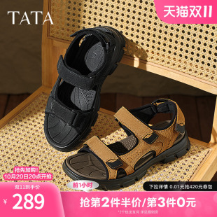 新款 2025夏季 27B17BL5 男户外厚底真皮沙滩鞋 TATA他她运动休闲凉鞋