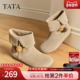 靴百搭女鞋 TATA他她靴子2025冬新款 时装 休闲短筒靴西部靴YVY01DD5