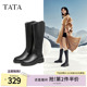 G5JA1DG4 新款 Tata他她女鞋 显瘦V口高筒靴长筒靴女加绒骑士靴冬季