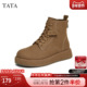 TATA他她厚底复古马丁靴女靴加绒真皮西部靴短靴2024冬季 CX202DD4
