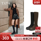 TATA他她长靴厚底长筒靴子时装 弹力瘦瘦靴显瘦高筒骑士靴7PJ80DG5