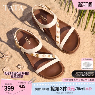 TATA他她女鞋2026夏季新款外穿女鞋时尚百搭沙滩休闲凉鞋7GNC2BL6