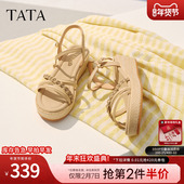气质坡跟凉鞋 女鞋 度假风厚底凉鞋 TATA他她法式 2025夏新款 UQA01BL5