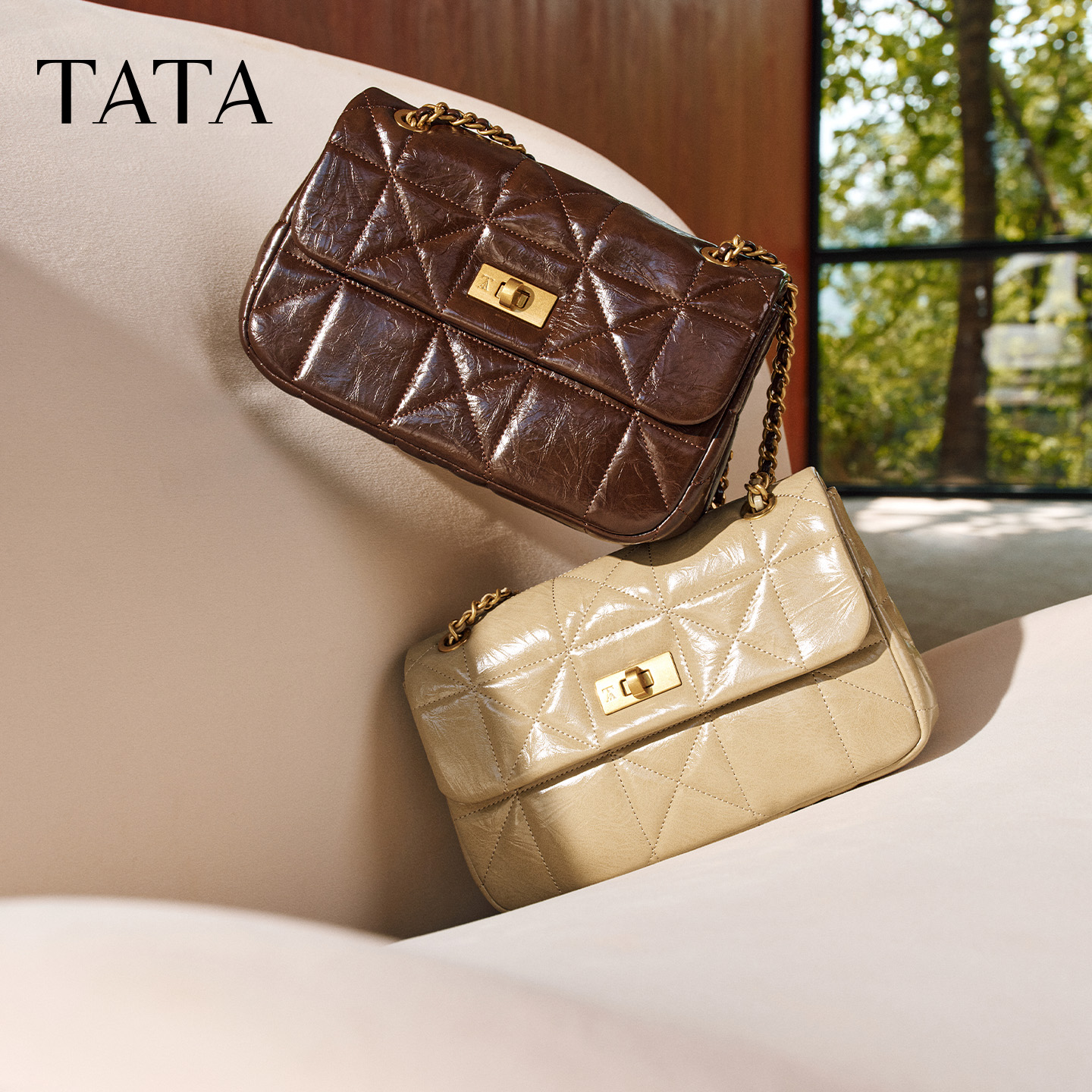 TATA他她菱形格包女包新款轻奢包包质感女包高级感腋下包X3530DX5