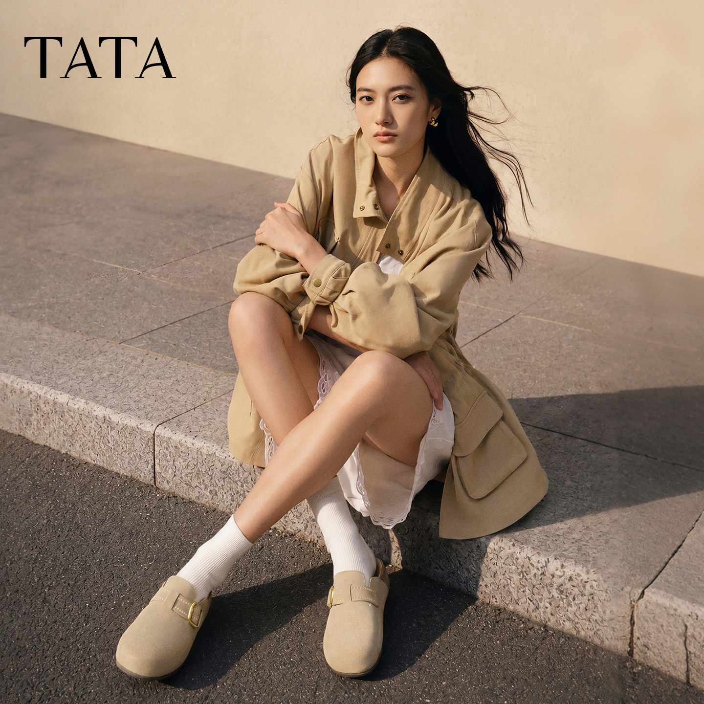 【直播下架】TATA他她女鞋厚底勃肯鞋拖鞋