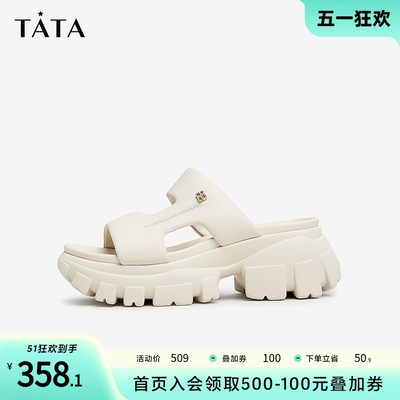 厚底沙滩拖鞋TATA羊皮