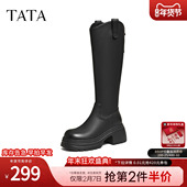 骑士靴时装 TATA他她靴子长筒靴女2025冬季 新款 靴黑色靴子CGG03DG5