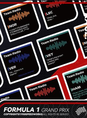 「F1无线电贴纸」F1车队TEAM RADIO方程式赛车周边防水PVC贴纸