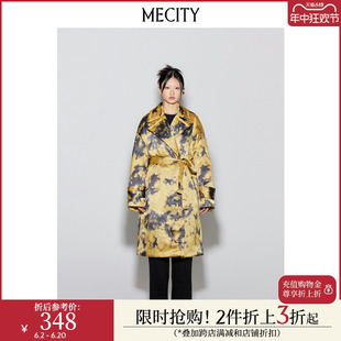 潮流时尚 休闲宽松双排扣印花棉服女537769 新款 MECITY女士冬季