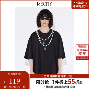 新款 耐皱亲肤舒适珍珠印花短袖 夏季 MECITY男士 T恤男508463