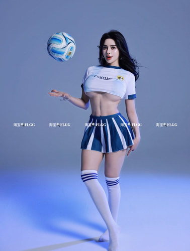 FLGG性感辣妹小胸显大泳衣套装女薄款足球宝贝火辣免脱百褶裙短裙