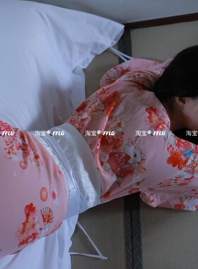 FLGG性感日式雪纺开襟低领长款和服免脱透视睡衣套装