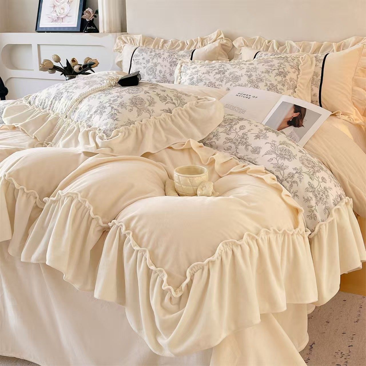 法式高克重牛奶绒四件套婴儿绒