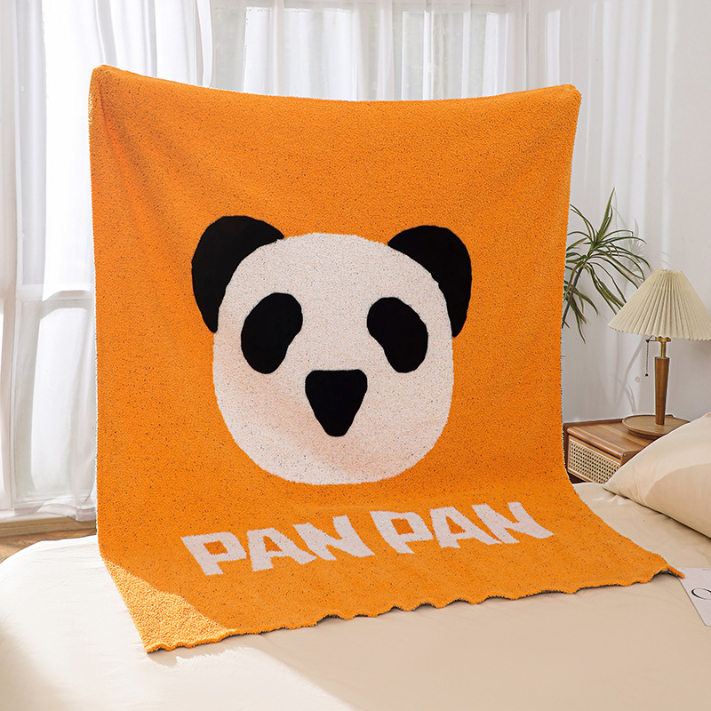 A类半边绒毯子熊猫半边绒针织毯客厅沙发毛毯办公室午睡毯子加厚