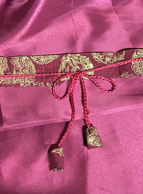 古风汉服直裾马面裙酒红宽腰带
