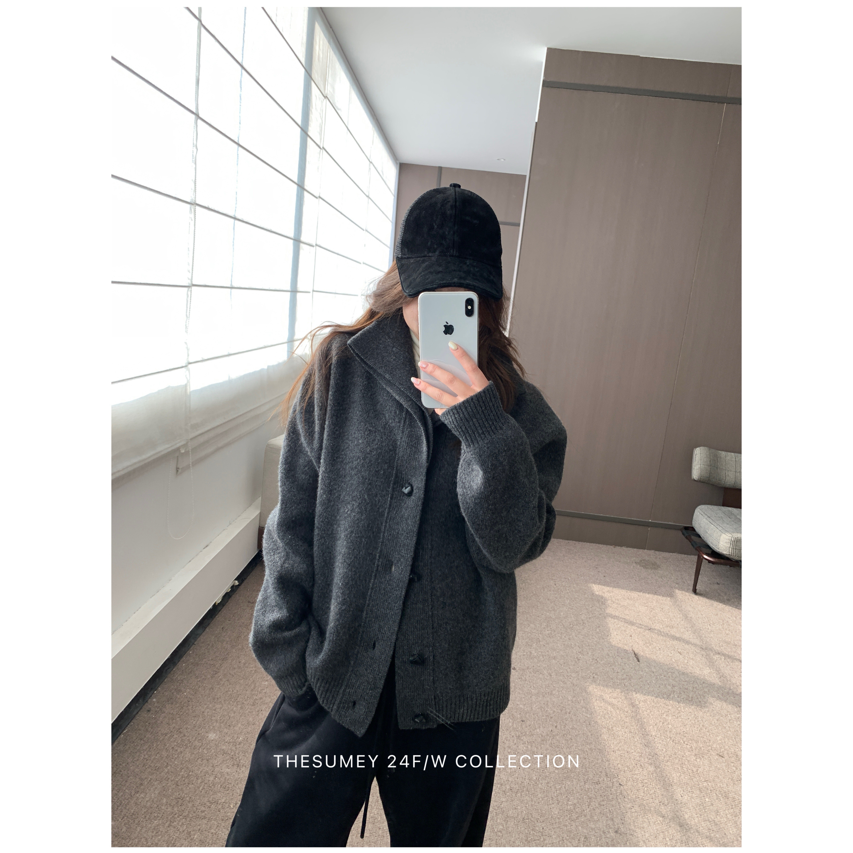 翻领单排扣针织开衫女秋冬24新款