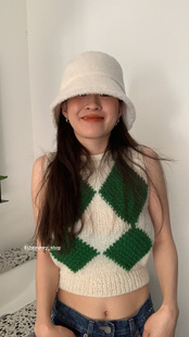 THESUMEY/2022 NEW ARRIVALS  小众设计感 菱格针织后背绑带背心