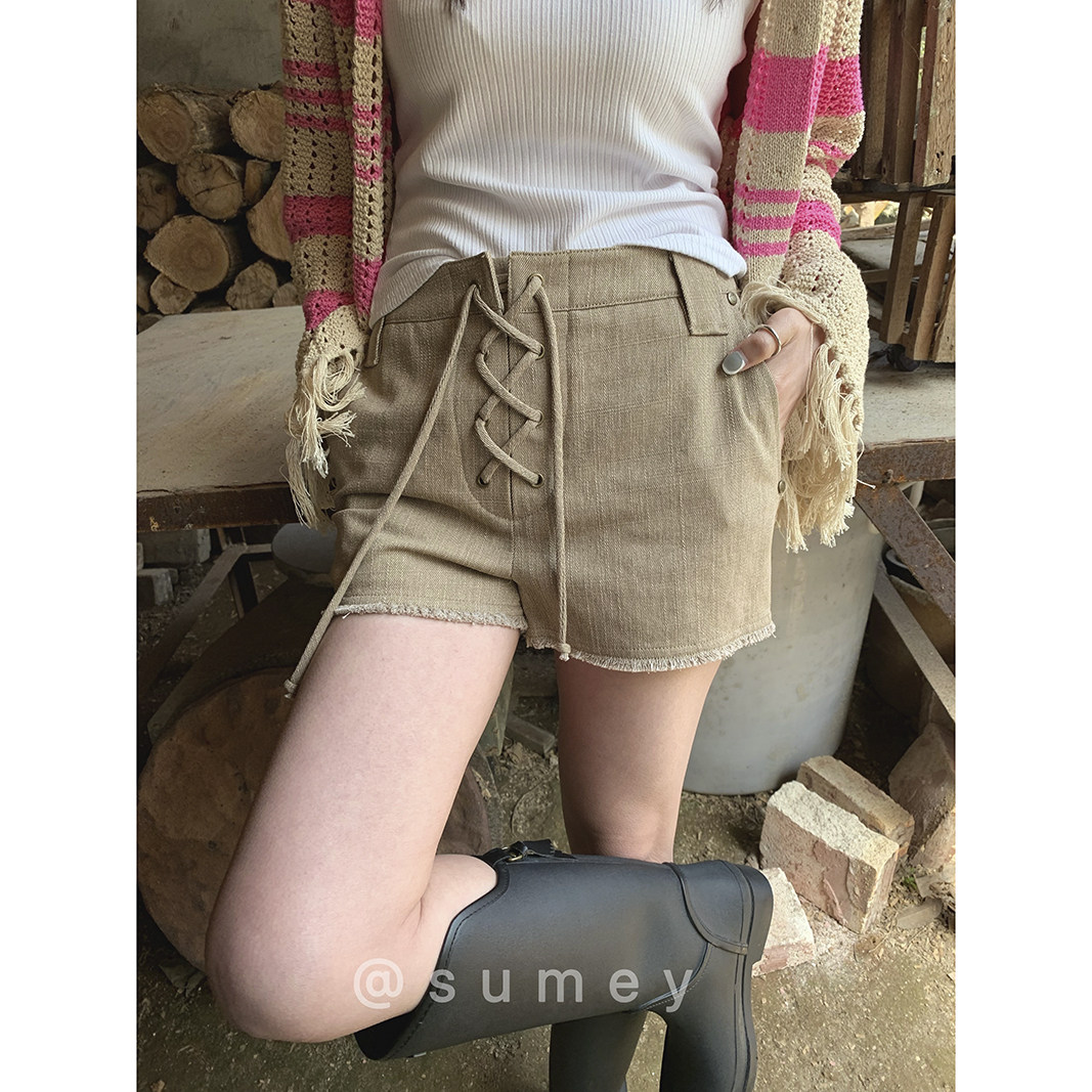 THESUMEY 4/12 20:00NEW 夏季 小众设计感 绑带牛仔短裤女,女装/女士精品,休闲裤,淘宝优惠券,粉丝福利购,淘宝优惠卷