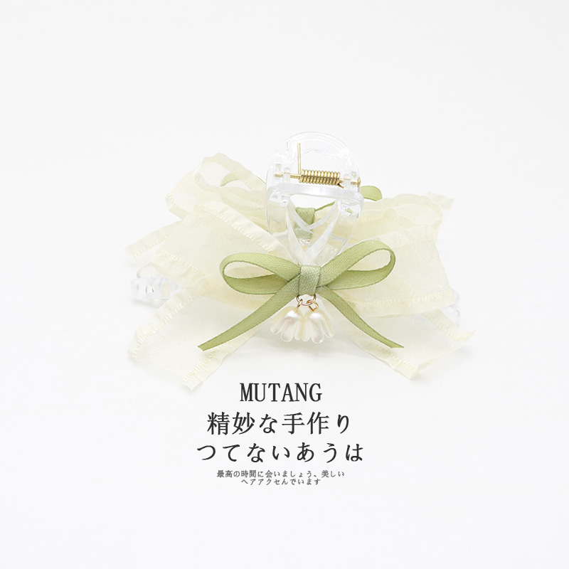 超仙蝴蝶结抓夹日韩甜美仙女铃兰花后脑勺盘发鲨鱼夹大号发夹发卡