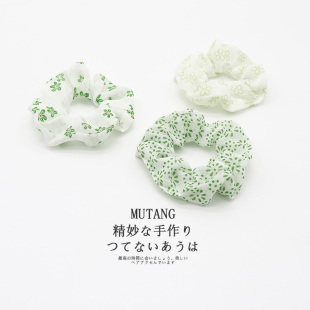 网红2022年新款 绿色系大肠圈日韩清新丸子头发圈扎头发头绳女 夏季