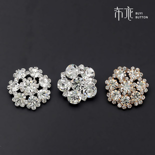 新款银色雪花水钻纽扣女装衬衫毛衣西装皮草金色花瓣钻扣时装扣子