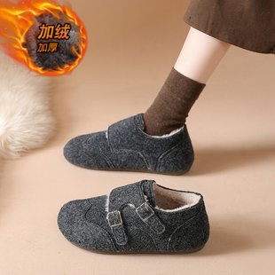 女2025冬季 乐福豆豆棉鞋 加绒保暖勃肯鞋 毛毛鞋 34码 一脚蹬孕妇棉鞋