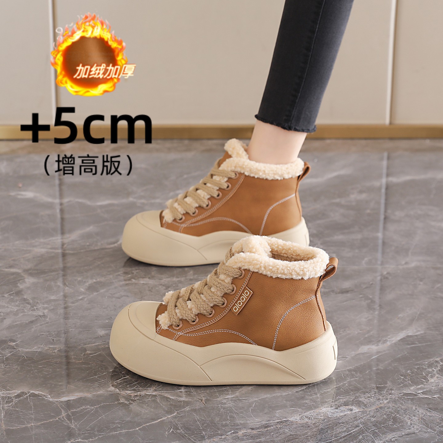 运动板鞋羊羔毛绒雪地靴34