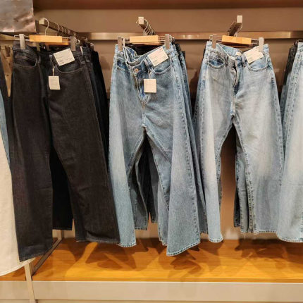 477334 476209春夏新款女装直筒牛仔裤水洗产品加长款休闲裤子女