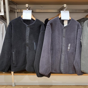 481183 仿羊羔绒摇粒绒圆领抓绒外套防风夹克 试衣间日系秋冬男装