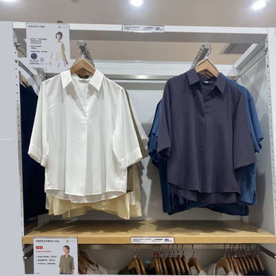 秋季新款女装半开领7分袖衬衫