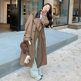 2025秋季现货长款皮领拼接休闲宽松风衣外套270-8902P160控228，女装风衣，浙宝270