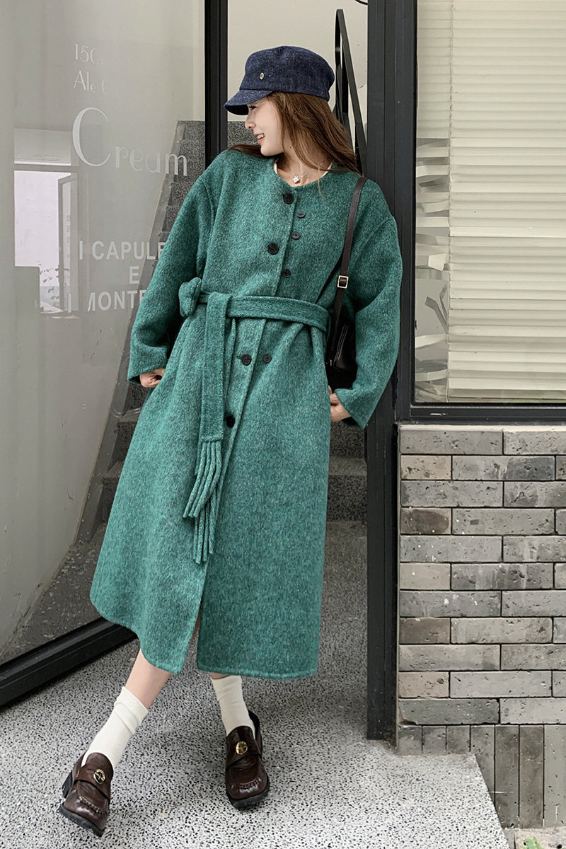 【新款】现货新色系配腰带双面毛呢大衣270-7105P265控368,女装毛呢外套,浙宝270