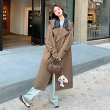 2025秋季现货长款皮领拼接休闲宽松风衣外套270-8902P160控228，女装风衣，浙宝270