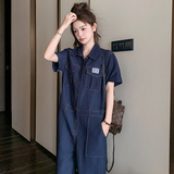【新款】防牛仔藏青色工作连体裤270-8223P135控198，女装连体裤，浙宝270