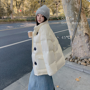 【出货中】拼色牛角扣白鸭绒羽绒服外套270-2286P235控358图片
