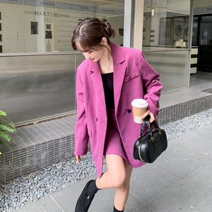 【26新款】紫色灯芯绒西装短裙 套装270-7210P175控288，女装套装/套裙，浙宝270