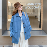 【2026新款现货】蓝色时尚鹿皮绒外套270-7201P155控248，女装短外套，浙宝270