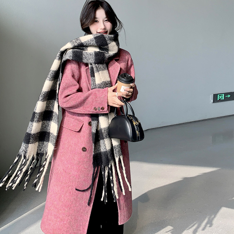 【现货】渐变色系的火龙果色双面羊绒大衣270-8827P275控398,女装毛呢外套,浙宝270