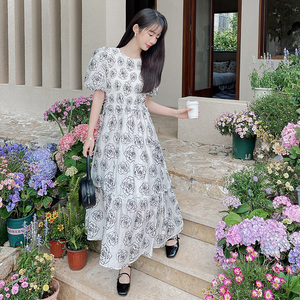 独特绝美无袖碎花连衣裙女夏超好看文艺松弛感背心鱼尾长裙子及踝,女装孕妇装,浙宝270