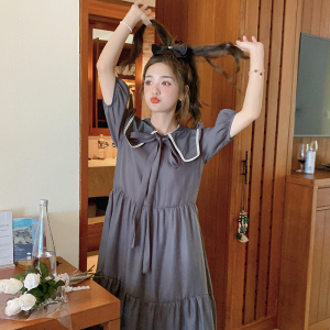 2023【新款】高级灰泡泡袖娃娃领连衣裙270-2328P115控168,女装连衣裙,浙宝270