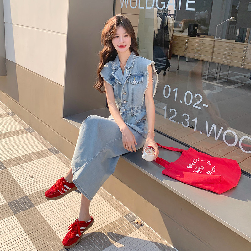浅蓝色复古牛仔连衣裙女2025年夏季新款设计感气质收腰显瘦衬衫裙,女装连衣裙,浙宝270