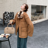 【新款现货】咖色两面穿鹿皮绒外套270-7117P235控328，女装皮草，浙宝270