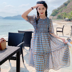 2023【新款】雪纺格子连衣裙270-2360P115控168,女装孕妇装,浙宝270