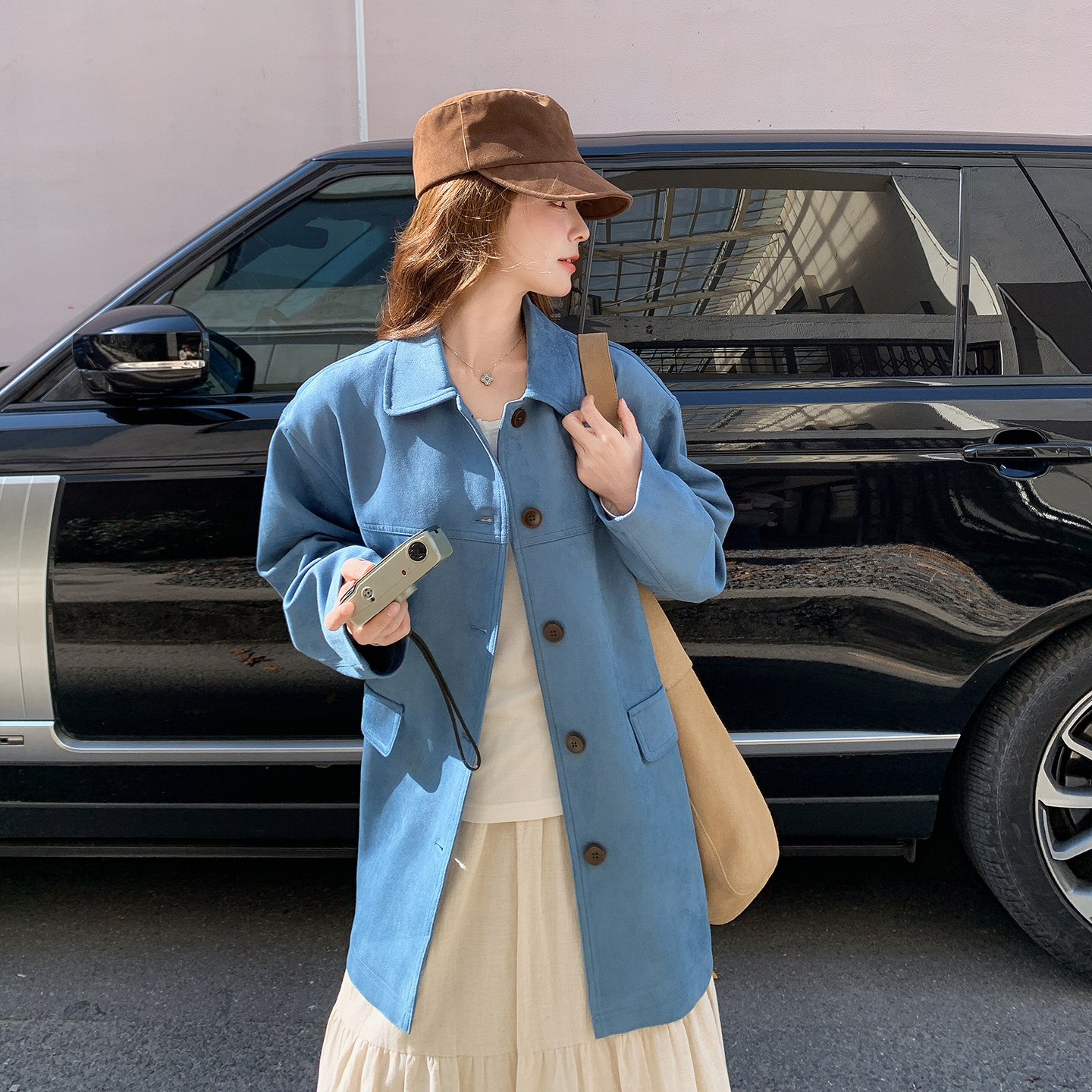 【2026新款现货】蓝色时尚鹿皮绒外套270-7201P155控248，女装短外套，浙宝270