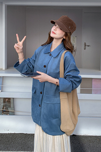 【2026新款现货 】蓝色时尚鹿皮绒外套270-7201P155控248图片