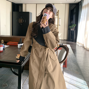 【24新款】小个子复古拼色泡泡袖风衣外套270-8901P145控218图片