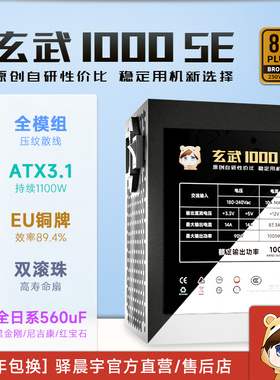 驿晨宇玄武1000SE铜牌主机电源额定1000W全模组台式电脑电源