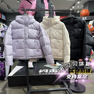 李宁女子羽绒服2025冬季新款运动连帽宽松时尚保暖羽绒服AYMV648