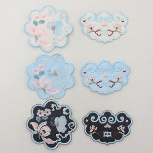 香囊挂件刺绣辅料如意花朵布贴帽子包包绣片袖子口袋装饰礼盒贴片